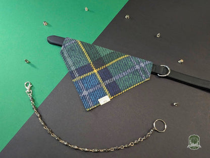 Green & Blue Plaid | Slide On Dog Bandana