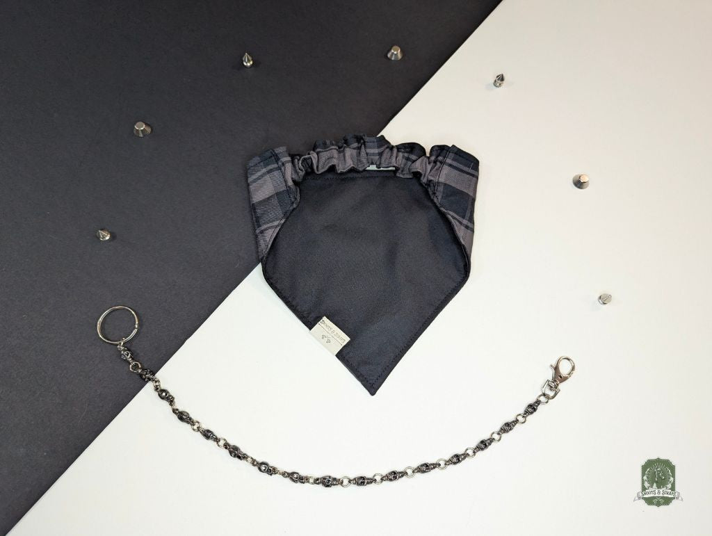 Grey & Black Tartan | Elastic Dog Bandana