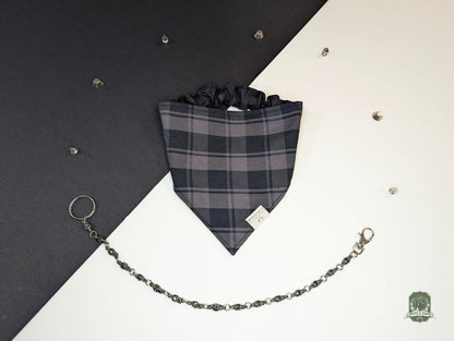 Grey & Black Tartan | Elastic Dog Bandana