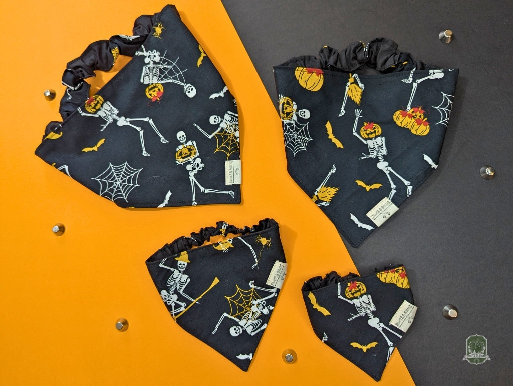 Jack O'Lantern Skeletons | Elastic Dog Bandana