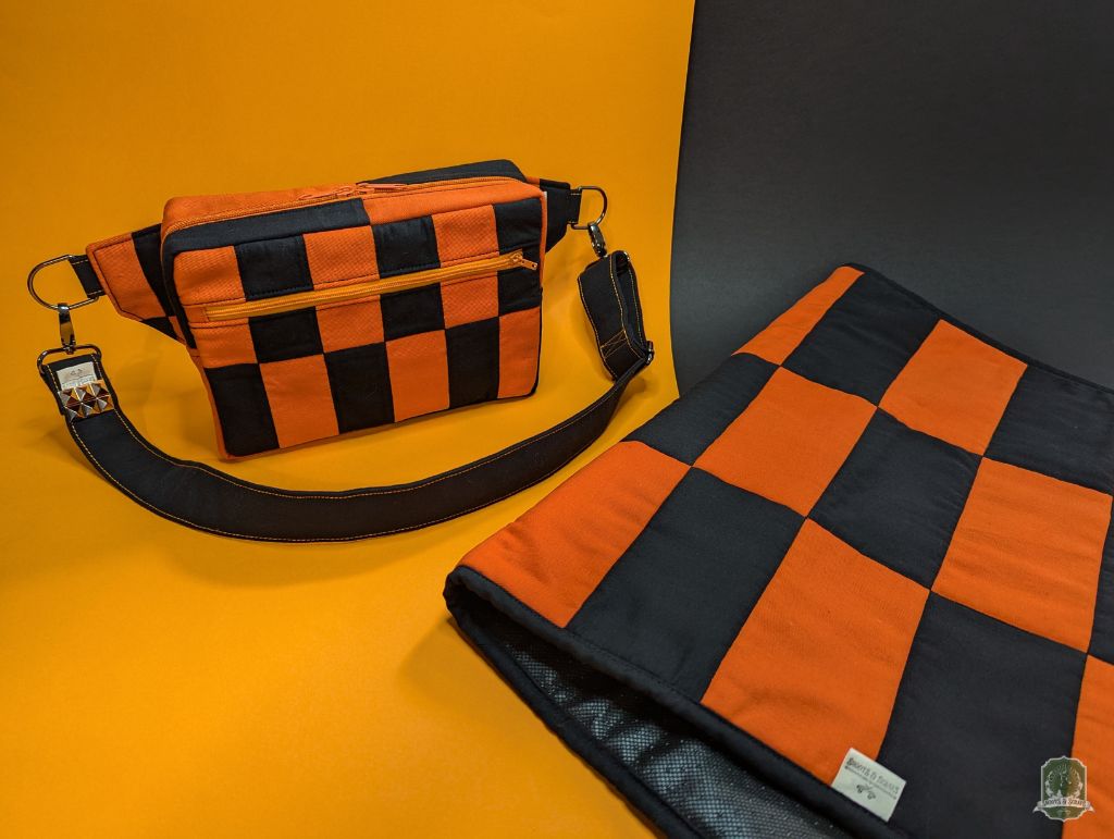 Orange & Black Rectangle Checkerboard | Pet Bowl Quilted Placemats