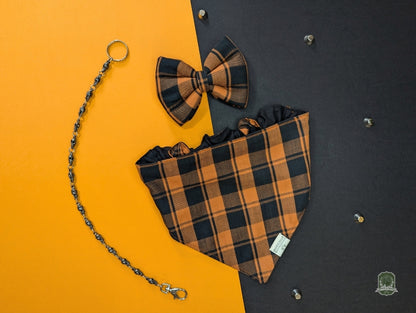 Orange Tartan Check | Elastic Dog Bandana