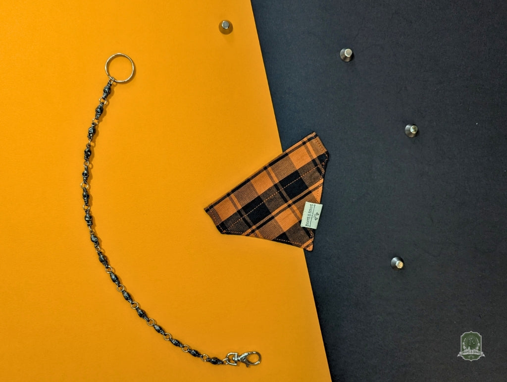 Orange Tartan Check  | Slide On Collar Bandana