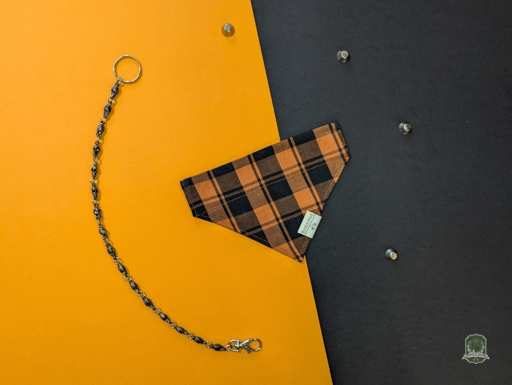 Orange Tartan Check  | Slide On Collar Bandana