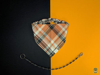 Orange, White & Black Tartan | Elastic Dog Bandana