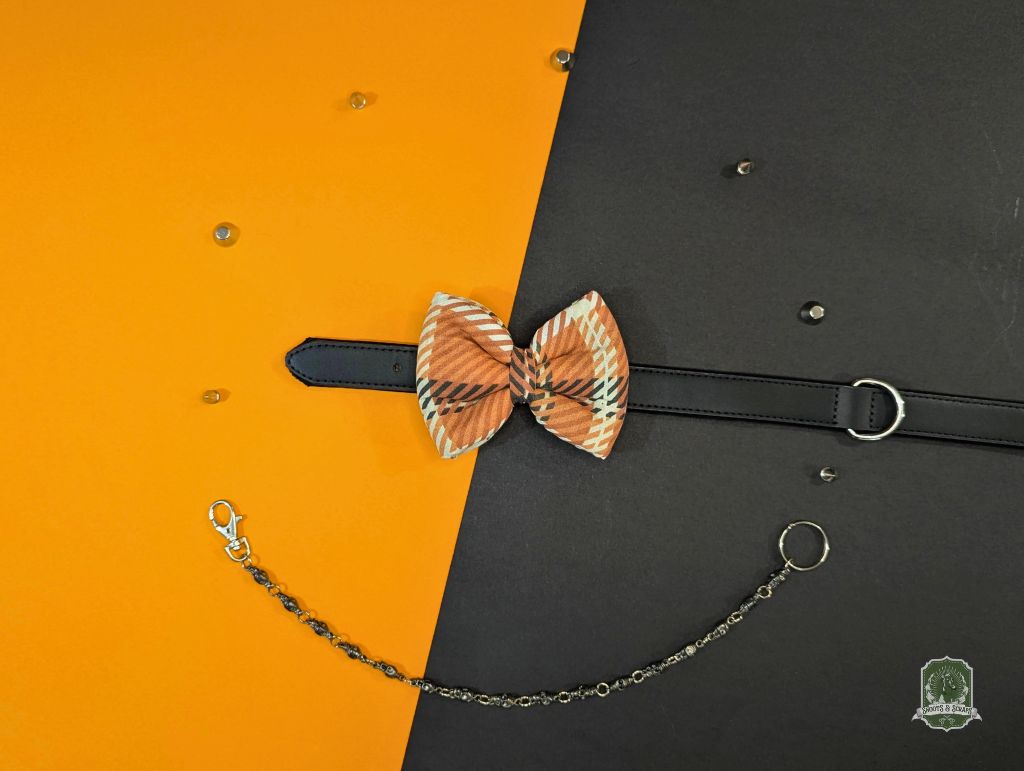 Orange, White & Black Tartan | Pet Bow Tie