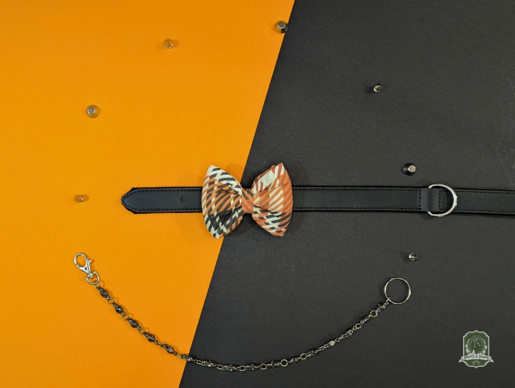 Orange, White & Black Tartan | Pet Bow Tie