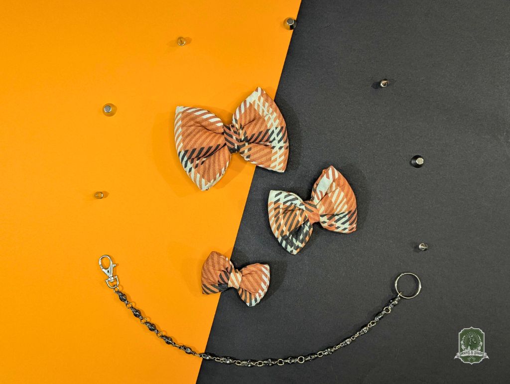 Orange, White & Black Tartan | Pet Bow Tie