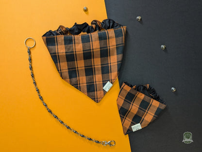 Orange Tartan Check | Elastic Dog Bandana