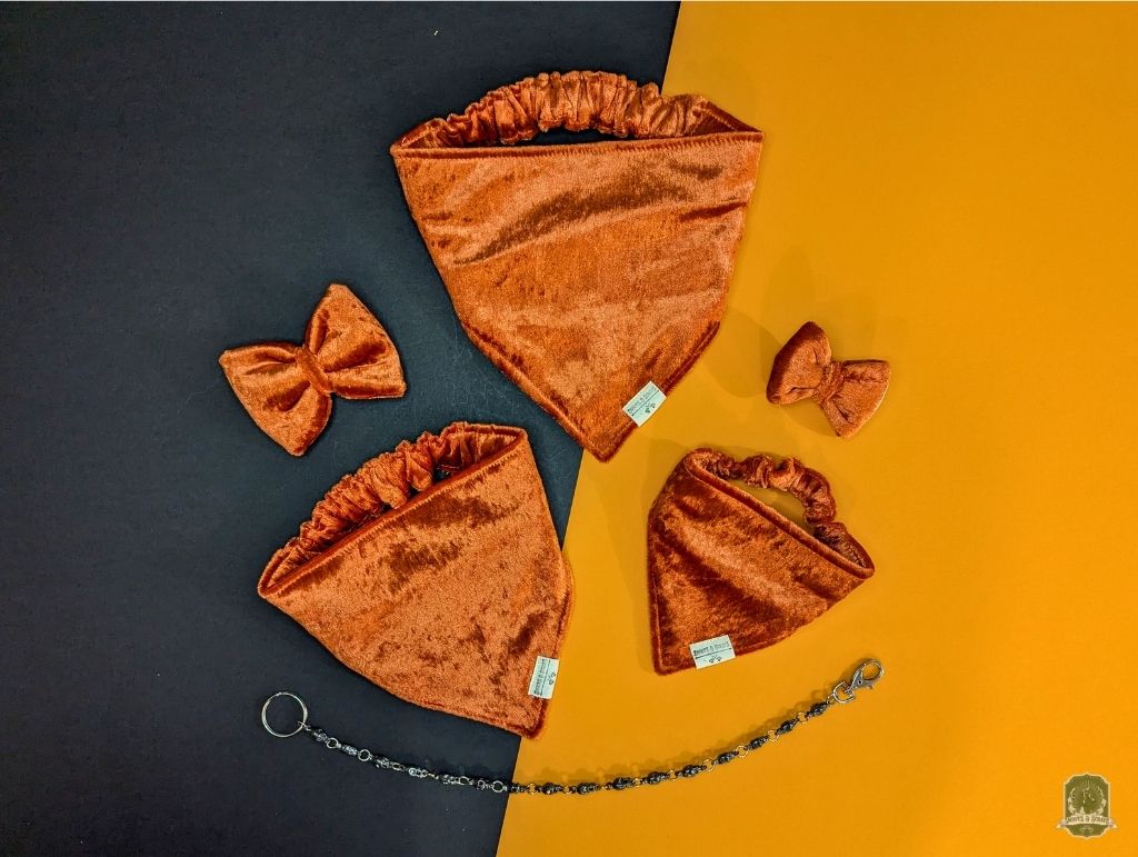 Orange Velvet | Elastic Dog Bandana