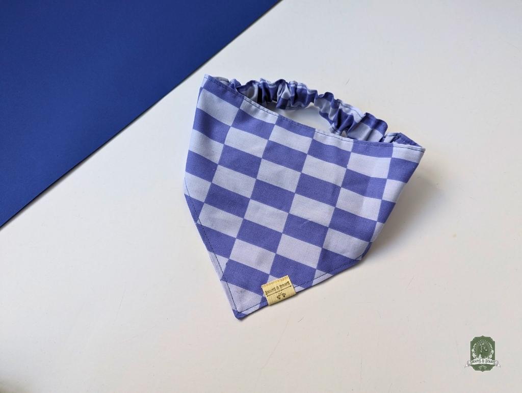 Blueberry & Pastel Blue Checkered | Elastic Dog Bandana