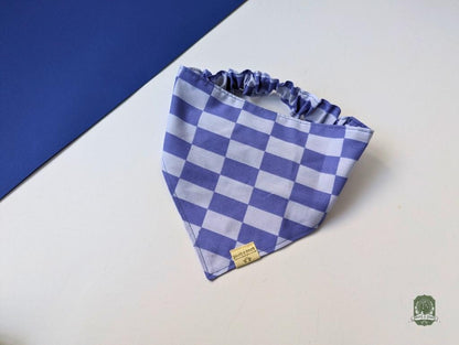 Blueberry & Pastel Blue Checkered | Elastic Dog Bandana