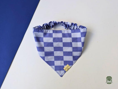 Blueberry & Pastel Blue Checkered | Elastic Dog Bandana