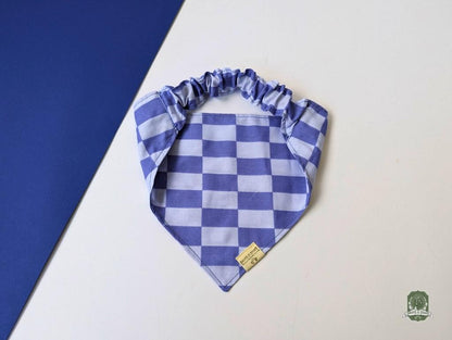 Blueberry & Pastel Blue Checkered | Elastic Dog Bandana