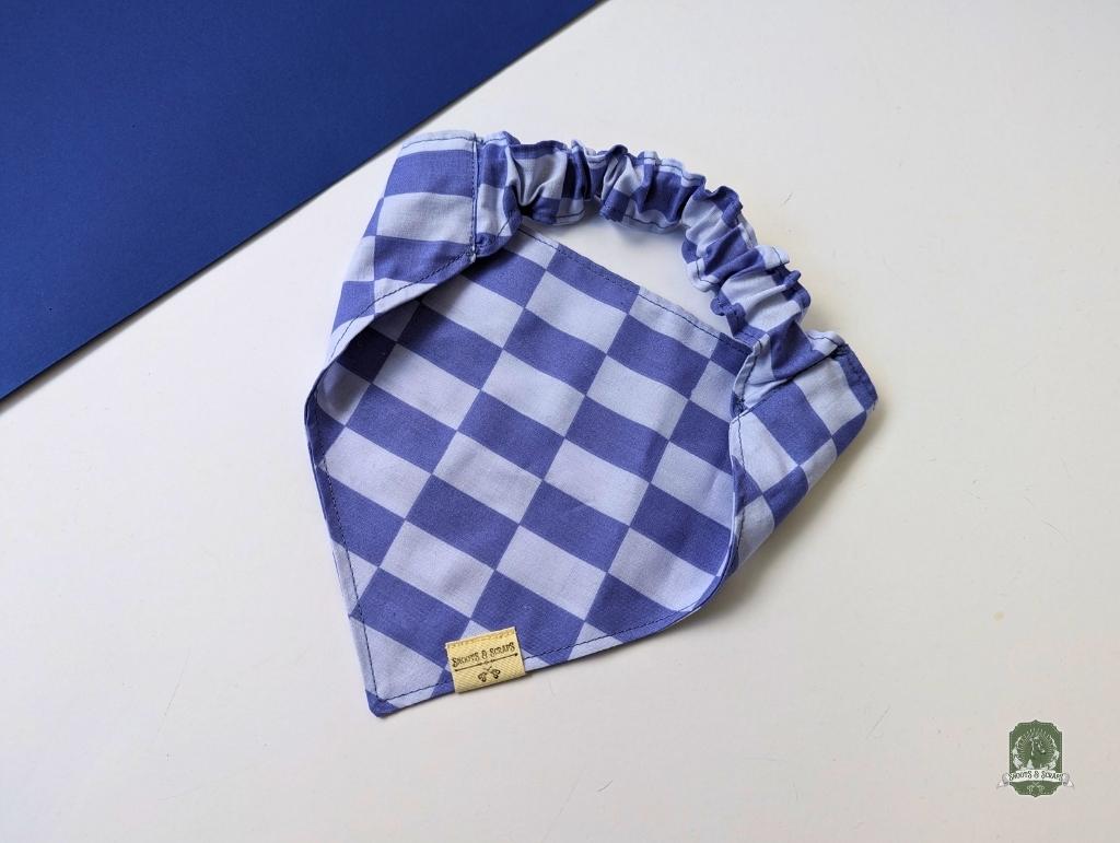 Blueberry & Pastel Blue Checkered | Elastic Dog Bandana