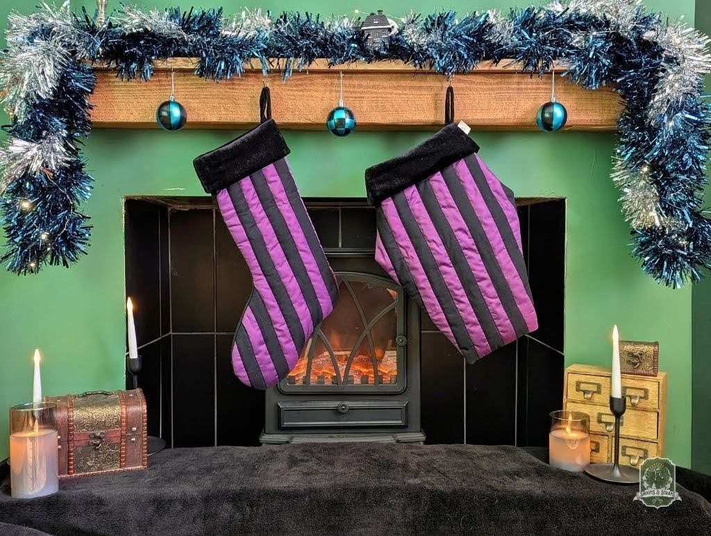 Black & Violet Quilted Coffin Stocking | Halloween & Christmas Stocking