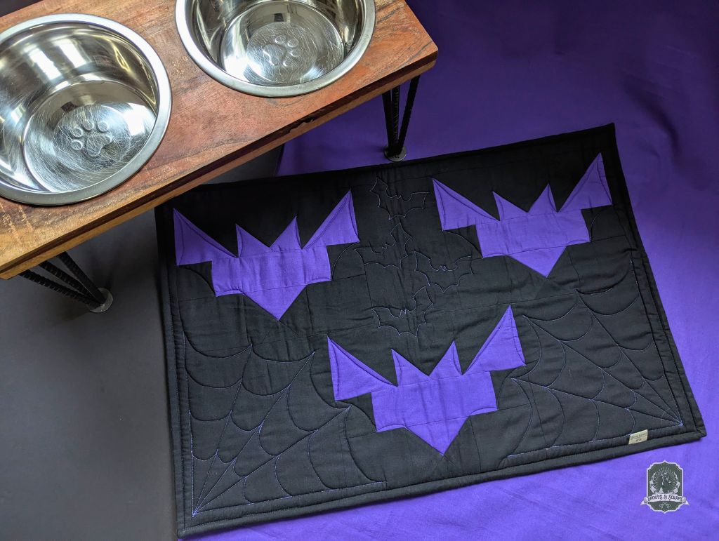 It's Purple Bats | Quilted Pet Bowl Placemats!