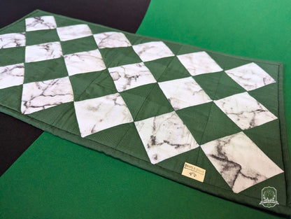 Green & White Marble Tile | Quilted Pet Bowl Placemats
