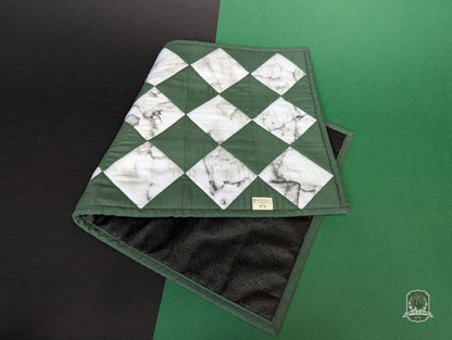 Green & White Marble Tile | Quilted Pet Bowl Placemats