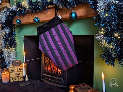 Black & Violet Quilted Coffin Stocking | Halloween & Christmas Stocking