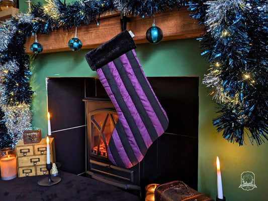 Black & Violet Quilted Gothmas Stocking | Halloween & Christmas Stocking