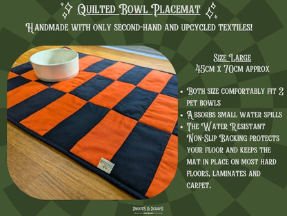Orange & Black Rectangle Checkerboard | Pet Bowl Quilted Placemats