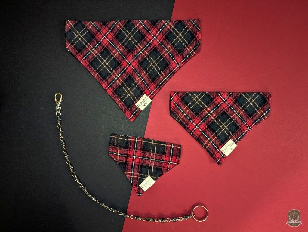 Red Cherry Tartan | Slide on Dog Bandana