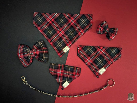 Red Cherry Tartan | Slide on Dog Bandana