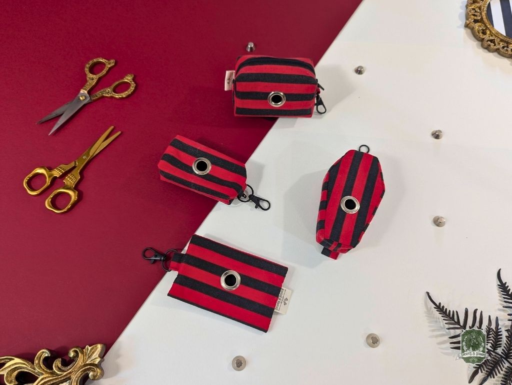 Poo Bag Holders | Red & Black Stripes