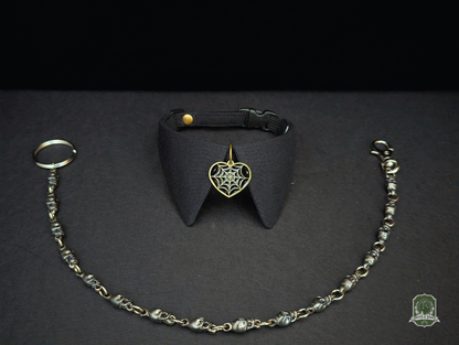 Black Heart-Shaped Spiderwebs | Cat Collar with Charm