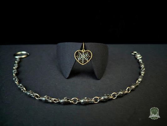 Black Heart-Shaped Spiderwebs | Cat Collar with Charm