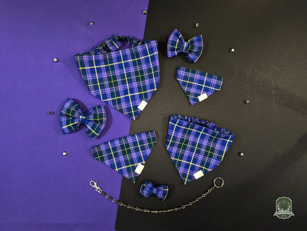 Violet Tartan | Elastic Dog Bandana