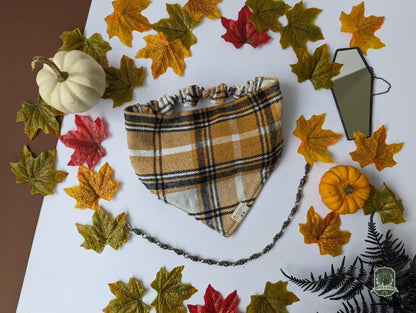 Yellow Tartan Check | Elastic Dog Bandana