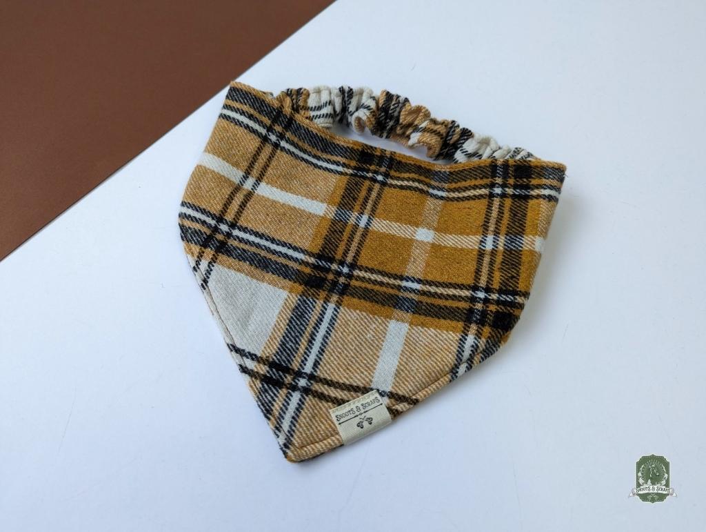 Yellow Tartan Check | Elastic Dog Bandana