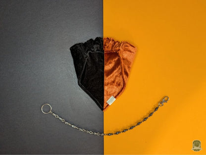 Half & Half Black and Orange Velvet | Elastic Dog Bandana