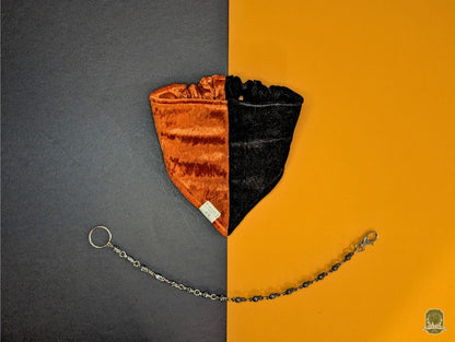 Half & Half Black and Orange Velvet | Elastic Dog Bandana