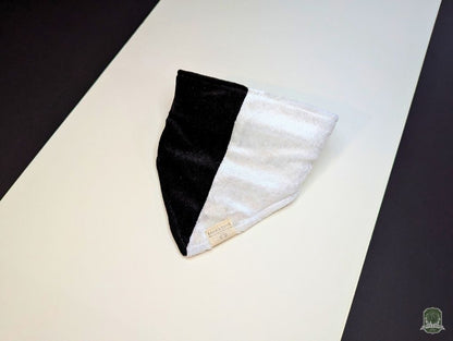 Half & Half Black and White Velvet | Elastic Dog Bandana