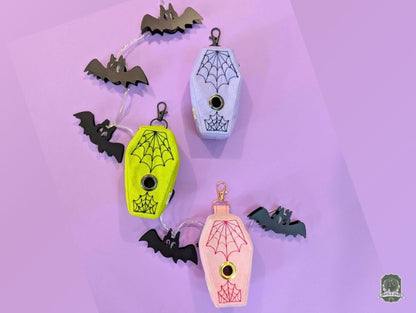 The Coffin | Lilac with Black Spiderwebs | Poo Bag Holder