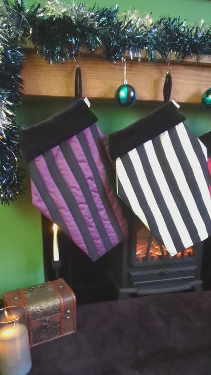 Black & Violet Quilted Coffin Stocking | Halloween & Christmas Stocking