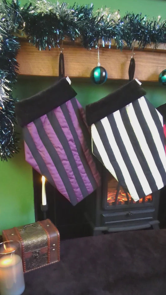 Black & Violet Quilted Coffin Stocking | Halloween & Christmas Stocking