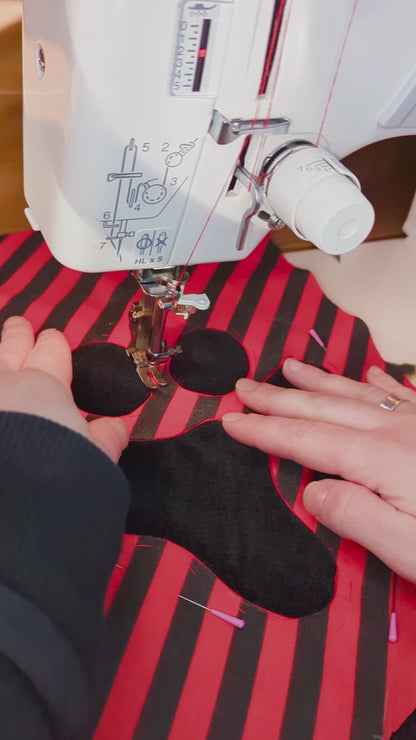 Red & Black Stripes Pet Stocking | Paw Shaped Spooky Christmas Stocking