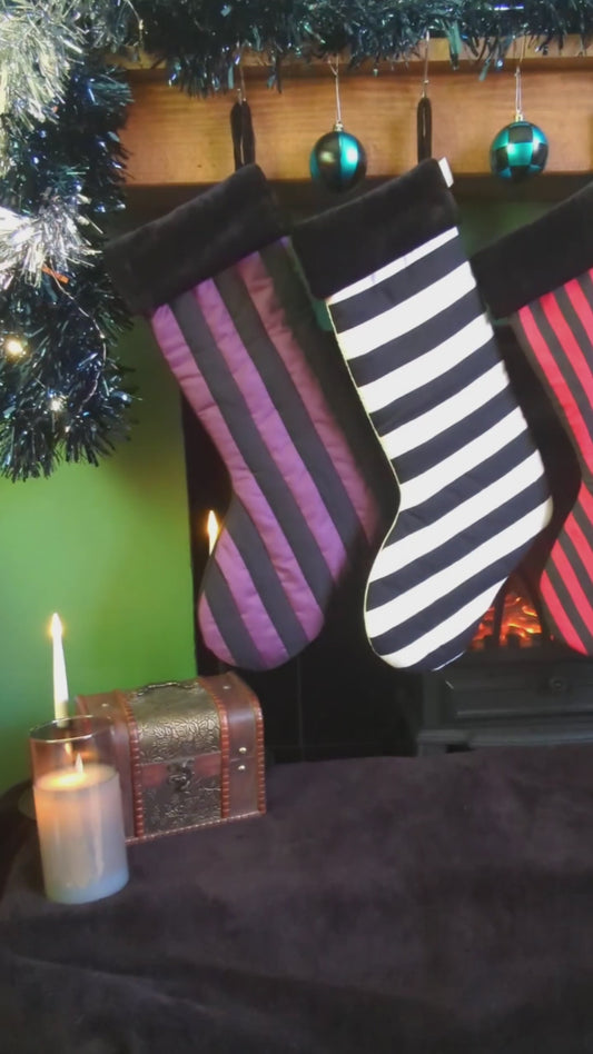 Black & Violet Quilted Gothmas Stocking | Halloween & Christmas Stocking